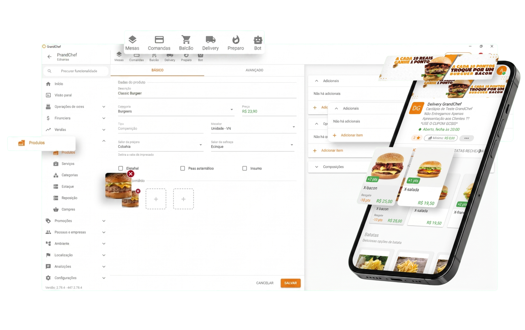 Cardápio digital e app de delivery do GrandChef